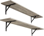 DINZI LVJ Long Wall Shelves, 39.4Inch Wall Mounted Shelves Set of 2, by DINZILVJ