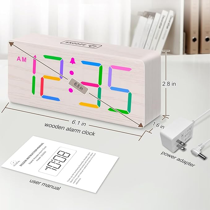 DreamSky Wooden Digital Clock for Bedroom Desk - Image 6