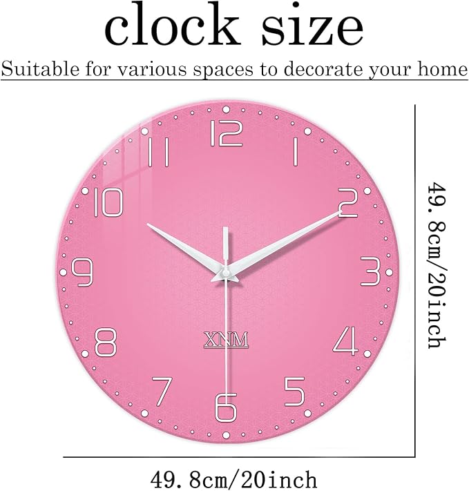 XNM Decorative Wall Clocks for Living Room Girls Pink Large Wall Clocks Battery - Image 3