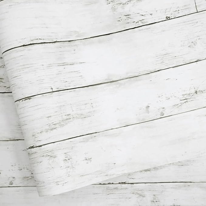 Abyssaly Peel and Stick Wallpaper 511.8"X 17.7" Thickened White Gray Wood by Abyssaly