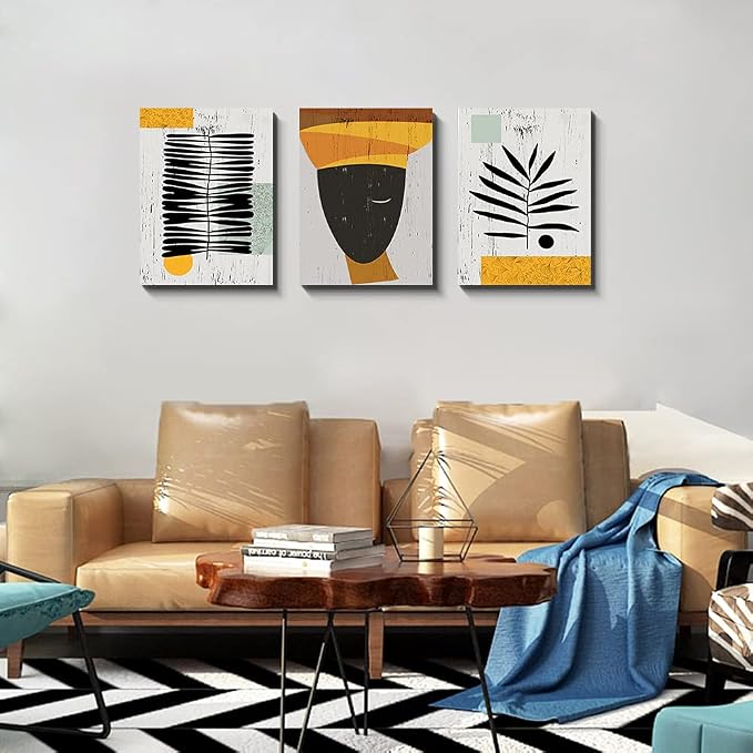 Framed Canvas Wall Art African Ethno Motive Wall Art Set, Abstract Ethno Art - Image 4