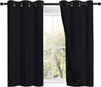 NICETOWN Black 100% Blackout Curtains 45 inches Length, 2 Thick Layers by NICETOWN