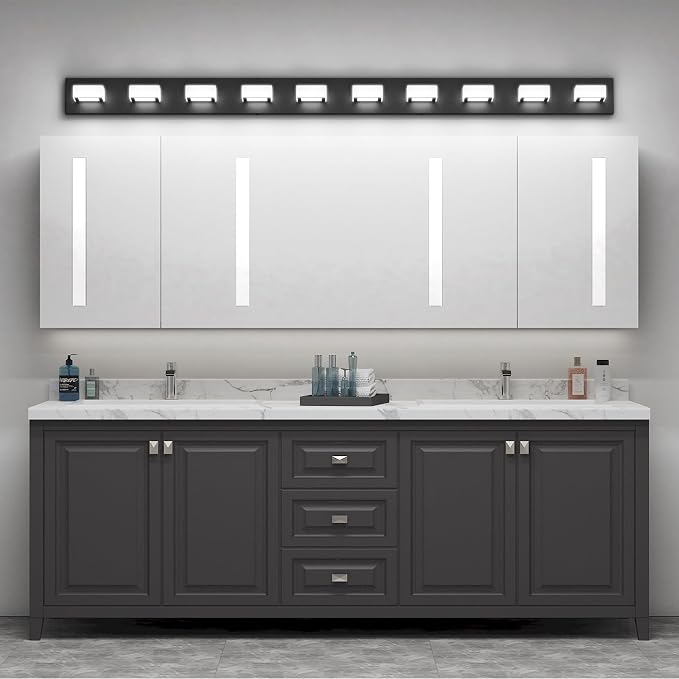 Ralbay 66inch Matte Black Bathroom Vanity Lights Metal Acrylic LED Modern Black - Image 6