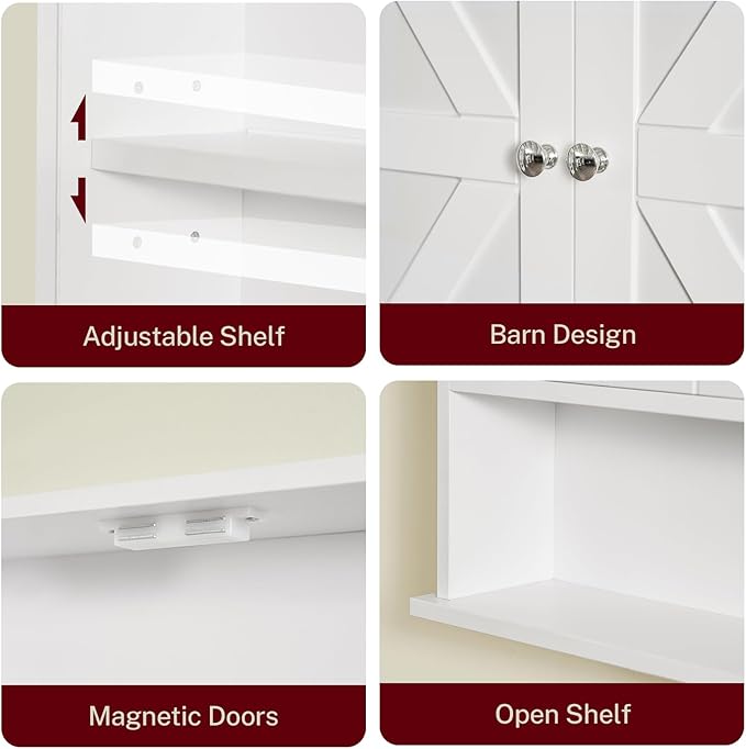 TEENFON Bathroom Wall Cabinet, Over The Toilet Space Saver Storage - Image 6