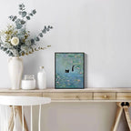 Hamduker Funny Black Cat Wall Art, Monet Art Water Lily Cat Wall Art Decor - Image 5