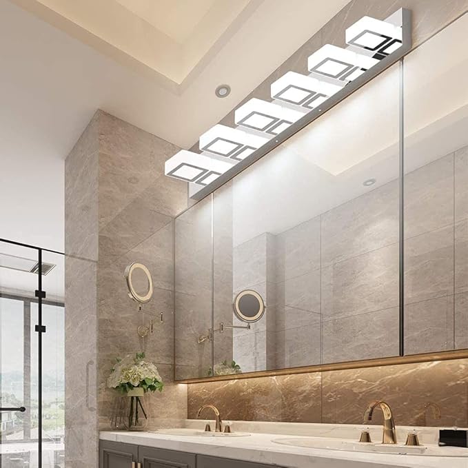 Ralbay Modern Chrome Bathroom Vanity Lights Dimmable 6 Lights Acrylic Stainless - Image 6
