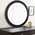 CULER Round Mirrors 30 Inch, Wood Vanity Wall Rustic Mirror - Image 4