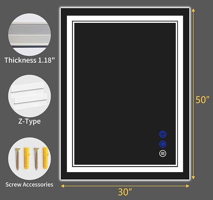 50"x30" LED Bathroom Mirror - Image 9