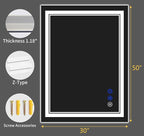 50"x30" LED Bathroom Mirror - Image 9