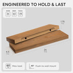 Homeforia 24 inch Golden Oak Floating Shelf, High End Solid Real Wood 24inch - Image 2