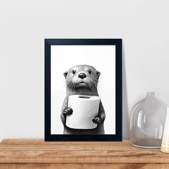 Funny Bathroom Wall Decor Framed Black and White Bathroom Wall Art Toilet Paper - Image 8