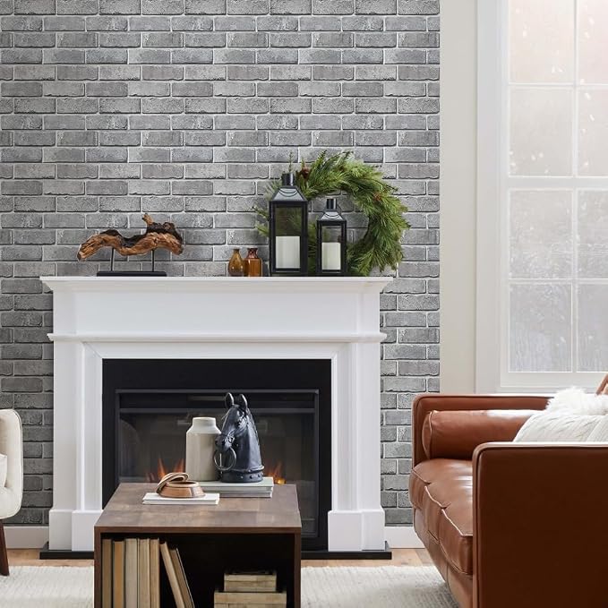 COMSTICKC 3D Gray Brick Wall Panel, Peel and Stick Brick Tiles, Small Size Thin - Image 6