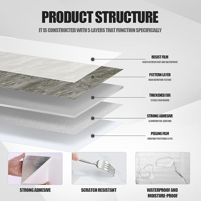 10pcs Marble Peel and Stick Waterproof Wall Panels, Heat-Resistant Backsplash - Image 5