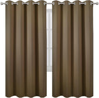 LEMOMO Blackout Curtains 66 x 72 Inch Long Brown Curtains Set of 2 Panels Room - Image 2