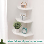 Corner Wall Shelves, Corner Floating Shelves Set of 2 Solid Oak Wood Display - Image 5