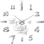 Junkin 3D Large Frameless DIY Wall Clock Modern Decor Family Quote Wall by Junkin