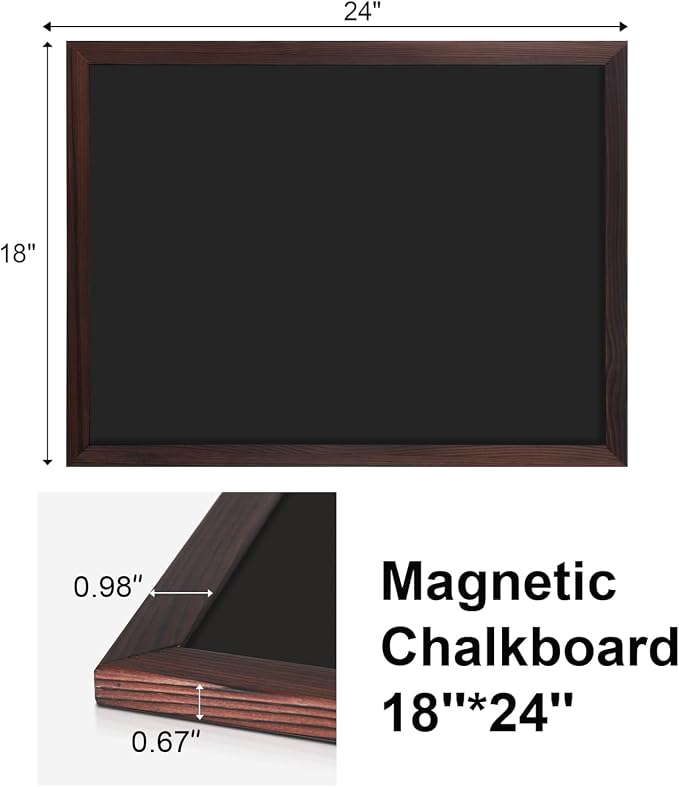 Comix Magnetic Chalkboard, 18 x 24 Inches Wooden-Framed Blackboard - Image 3