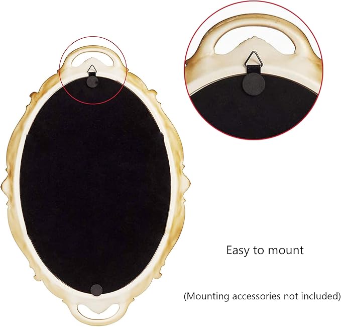 Tstarer Vintage Decorative Gold Framed Mirror, Small Oval Wall Hanging Mirror - Image 5