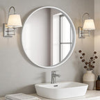 WallBeyond Round Wood Mirror 28 inch Circle Wall Mirror - Image 2