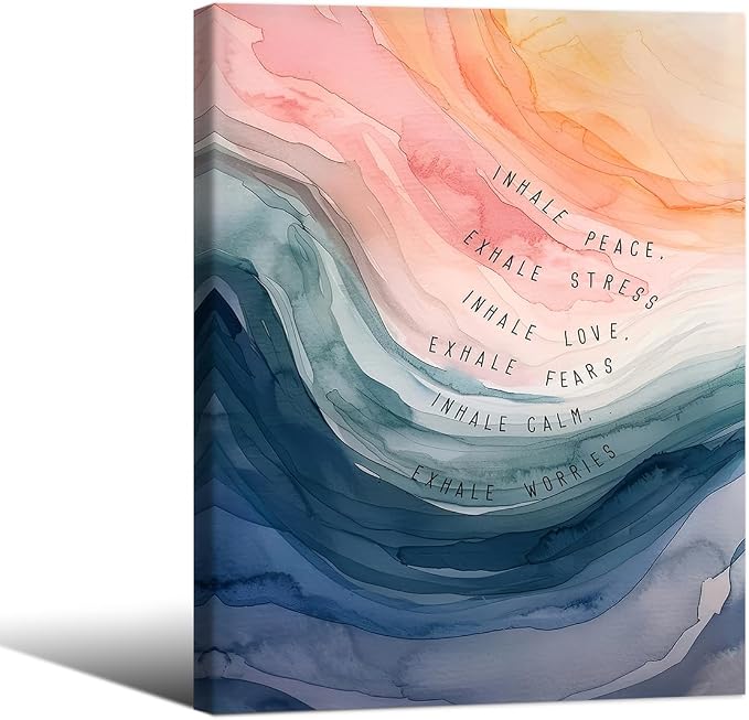 Mental Health Poster Inhale Exhale Meditation Wall Art 12x16 inch Framed by Medpol