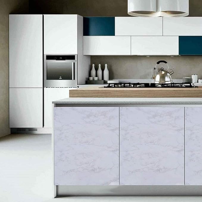 practicalWs Marble Paper Granite Gray/White Roll Kitchen Countertop Cabinet - Image 5