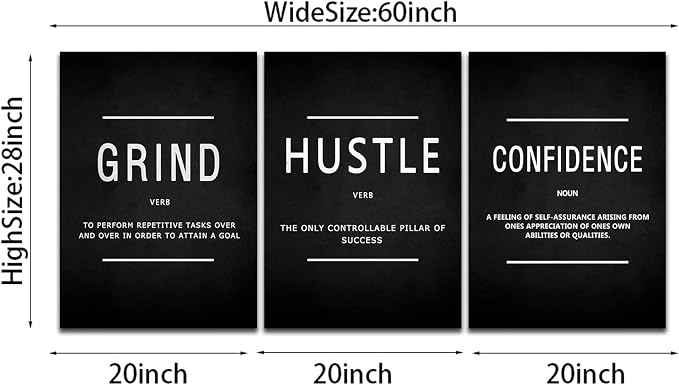 KAWAHONE Motivational Success Canvas Wall Art, Grind Hustle Confidence Wall - Image 7