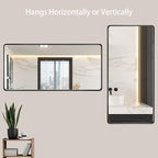 LOAAO 60X28 Inch Black Metal Framed Bathroom Mirror - Image 3