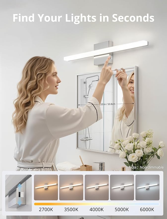 Combuh 24 Inch Chrome Vanity Light Fixtures - Image 2