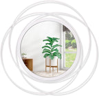 White Round Wall-Mounted Mirrors Wire Modern Metal Frame Arts Mirrors Home by HLFMVWE