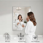 Koonmi Silver Rectangle Wall Mirror, 20x30 Inch Bathroom Mirror, Aluminum Frame - Image 3