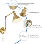 TRLIFE Wall Sconce Plug in, Brushed Brass Dimmable Wall Sconce Swing Arm Wall - Image 4