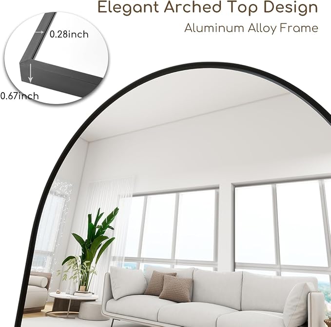 Prywot Arched Floor Mirror, 64 "x 21" Full Length Mirror Wall Mirrors Hanging - Image 8