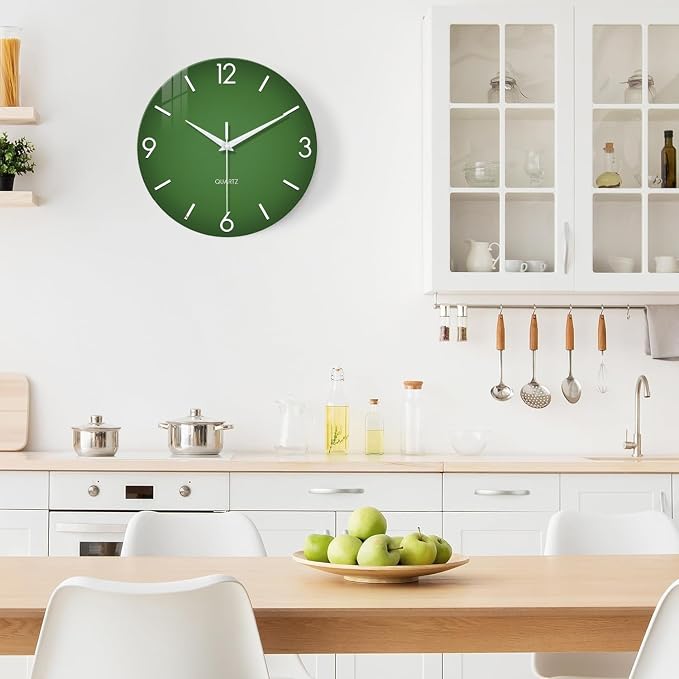 XFM Large Green Wall Clock 16 Inch Simple Wall Clock s Battery Operated Modern - Image 4