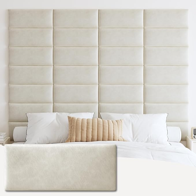 IFNOW Wall Mounted Upholstered Headboard King, 3D Peel and Stick Soundproof by IFNOW