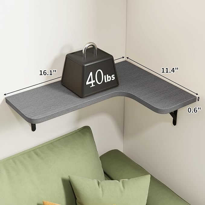 Fixwal Corner Floating Shelves Set of 5, Rustic Wood Wall Mounted Corner Shelf - Image 3