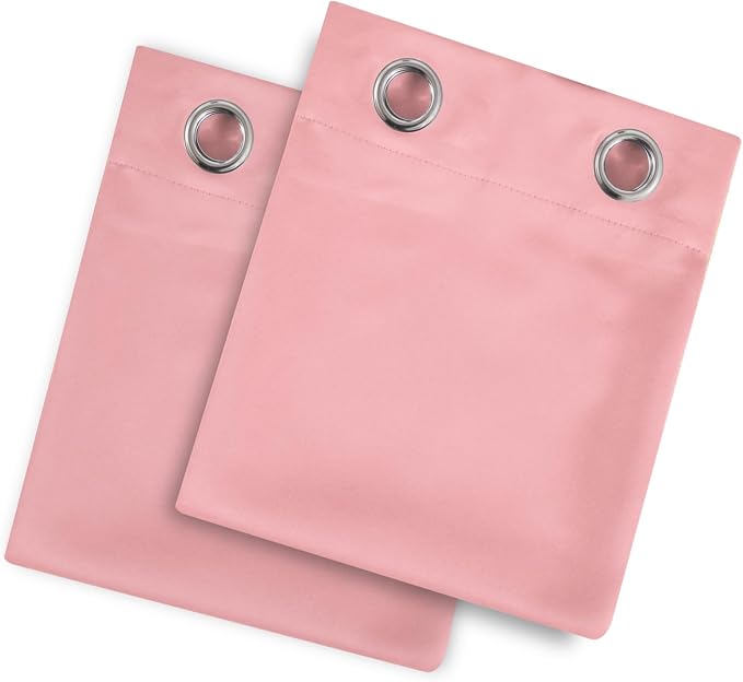 LEMOMO Blackout Curtains 52 x 90 Inch Long Pink Curtains Set of 2 Panels Room - Image 9