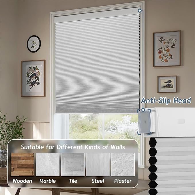 SEEYE No Drill Cordless Cellular Shades, Thermal Insulated Noise Reduction - Image 2