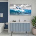 Wapluam Wall Decor For Living Room Large Canvas Wall Art For Bedroom Blue Wave - Image 4