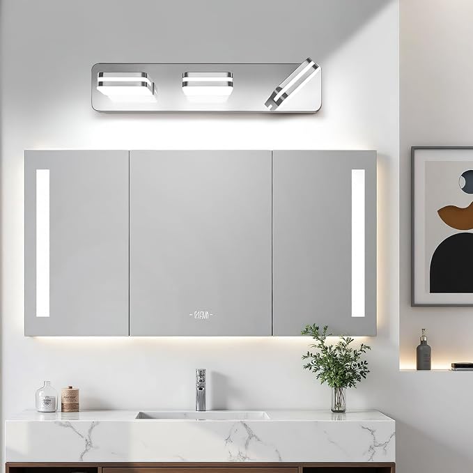 360° Rotate 3-Light LED Bathroom Vanity Light Fixtures, 1300LM Acrylic Chrome - Image 7