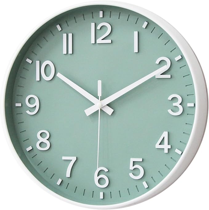 HZDHCLH Green Wall Clocks Battery Operated, 12 inch Silent Non Ticking Modern - Image 2