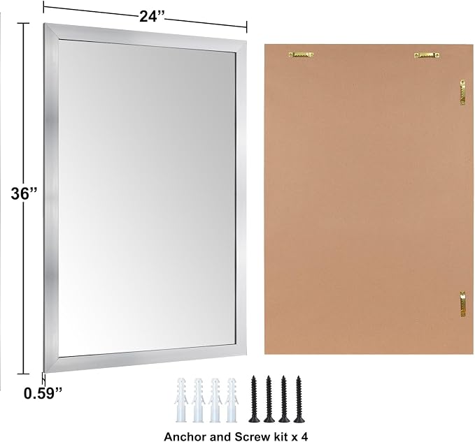 Ruomeng Bathroom Mirror 24" x 36" Rectangular Wall Mirror - Image 3