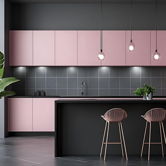 FUKU MON Soft Pink Peel and Stick Wallpaper 24" x 394" Solid Matte Textured - Image 2