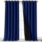 NICETOWN Total Shade Curtains and Draperies, Royal Blue, Package of 2, 62 - Image 2