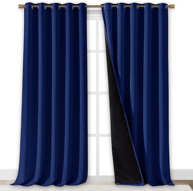 NICETOWN Total Shade Curtains and Draperies, Royal Blue, Package of 2, 62 - Image 2