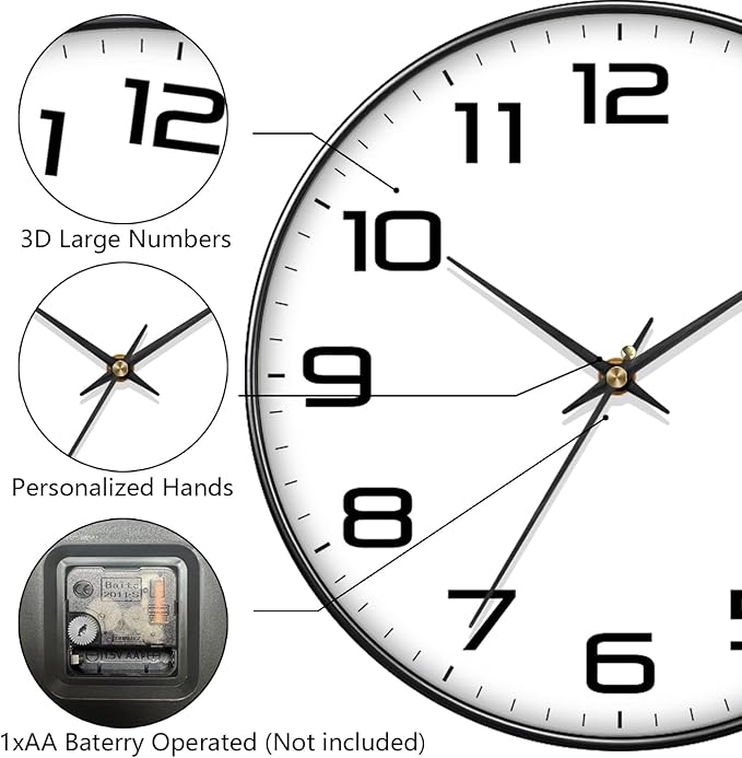 8 Inch Modern Wall Clocks Battery Operated - Image 6