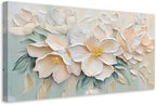 Anolyfi White Textured Flowers Canvas Wall Art by Anolyfi