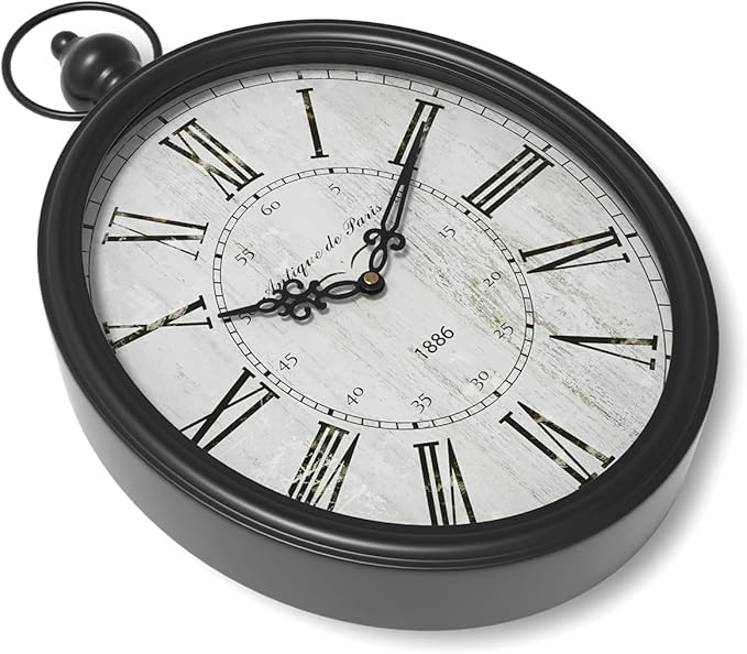 Menterry Oval Retro Wall Clock, Rustic Vintage Style, Battery Operated Silent - Image 2