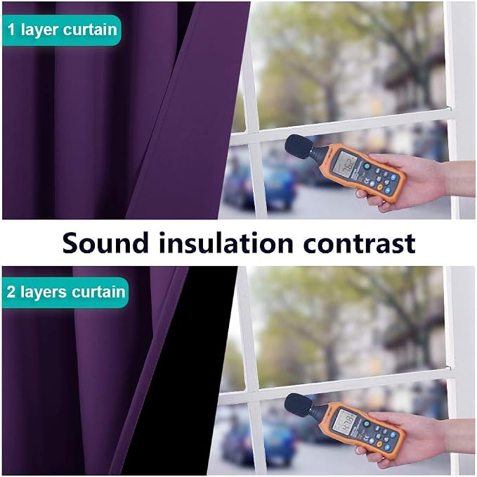 NICETOWN 100% Blackout Curtain Panels, Thermal Insulated Black Liner Curtains - Image 3