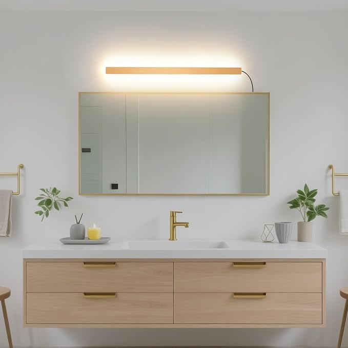 KELUOLY Modern Plug in Wall Lights, 31.4 inch Frosted Gold LED Long Wall Sconce - Image 4