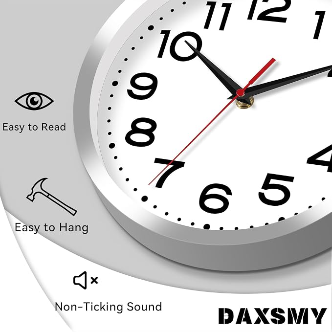 Roymnie Wall Clock Silent Non-Ticking Modern Clock Battery Operated 10 Inch - Image 7
